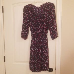 Navy Floral Print Dress